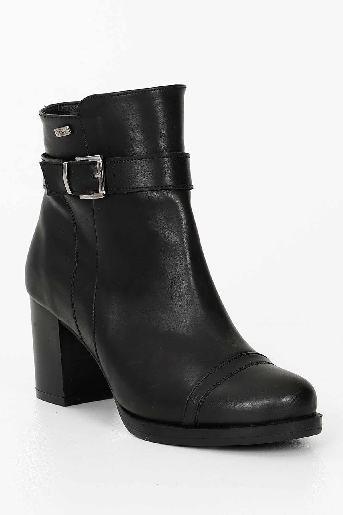G NDER R Black Round Toe Rubber Sole Heeled Buckle Women s Daily