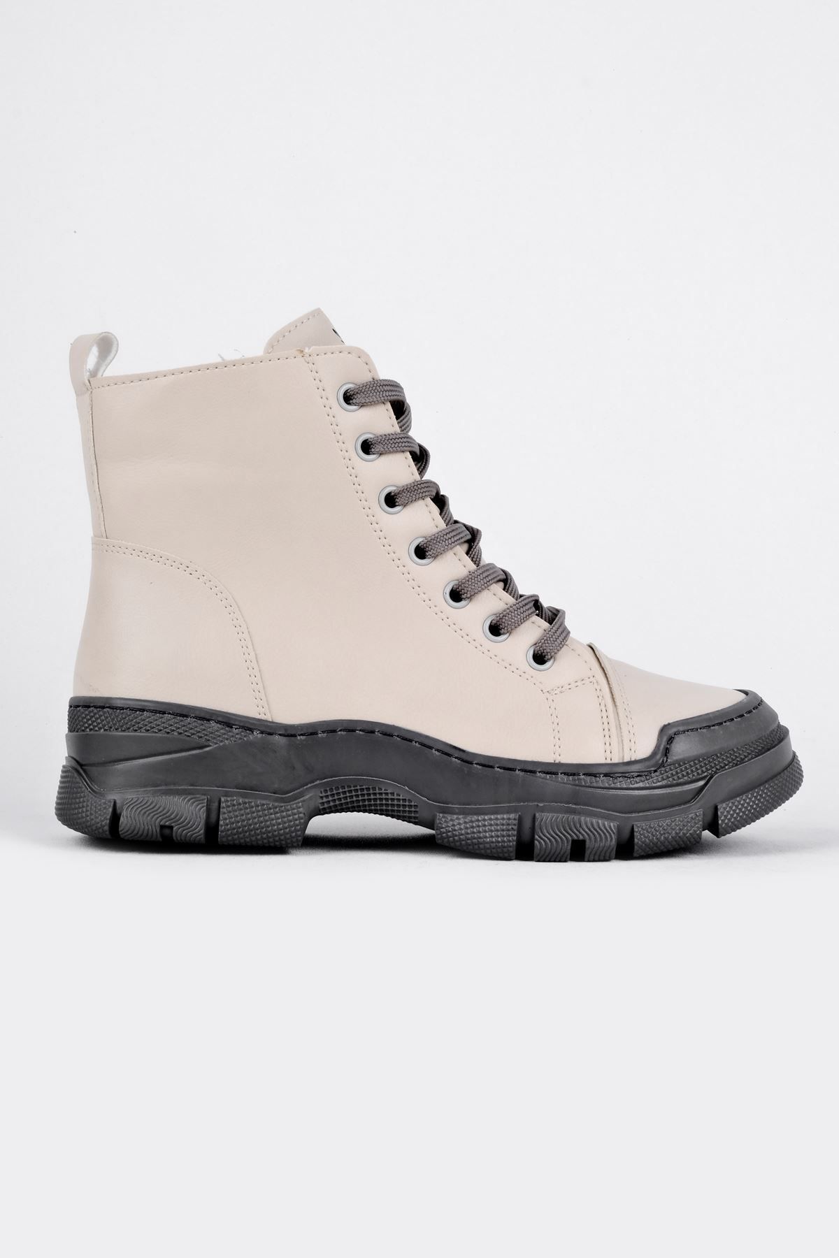 Brs-Dora Women's Lace Detailed Boots-Grey 2