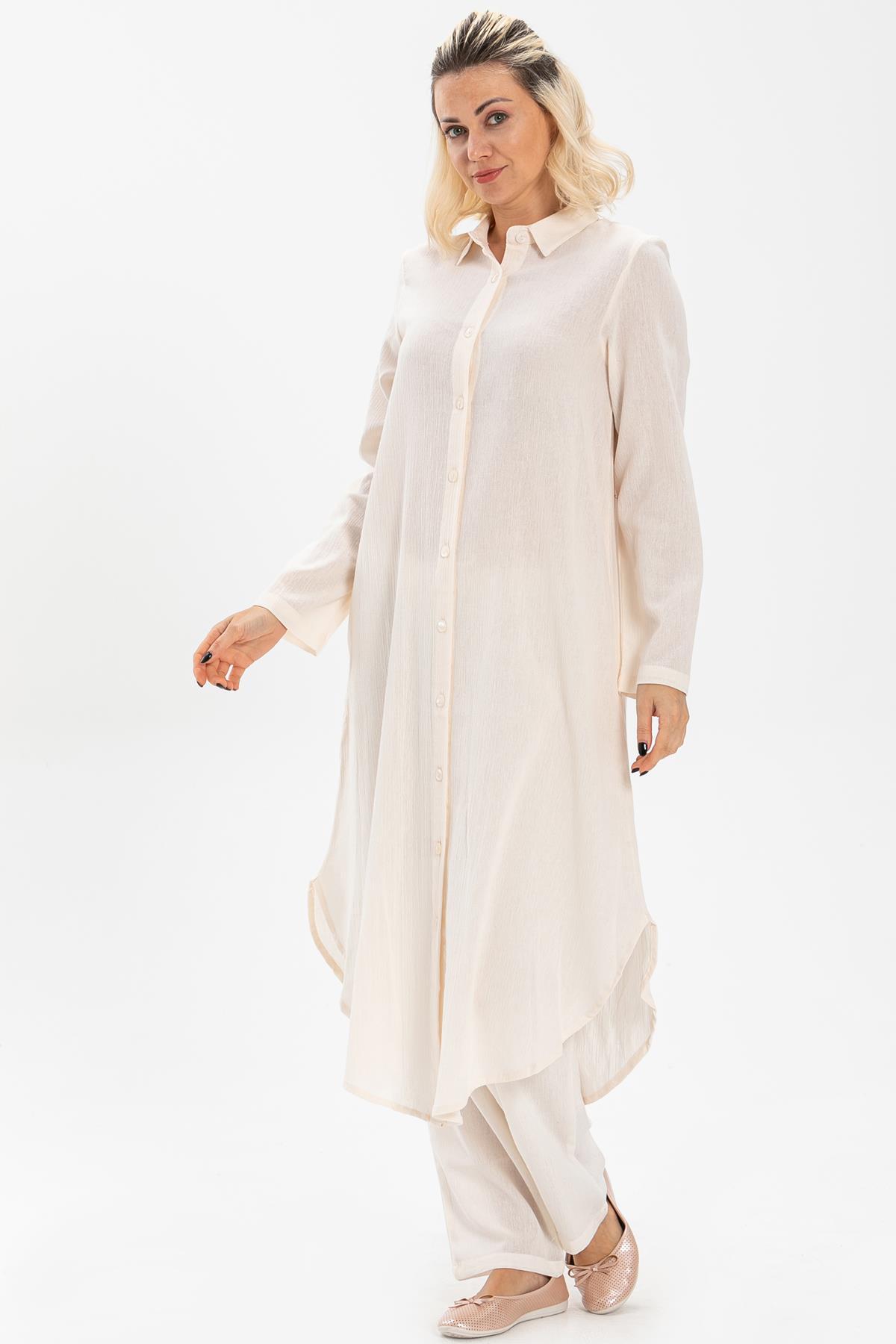Edanur Şile Cloth Seasonal and Summer Tunic Cream Krm