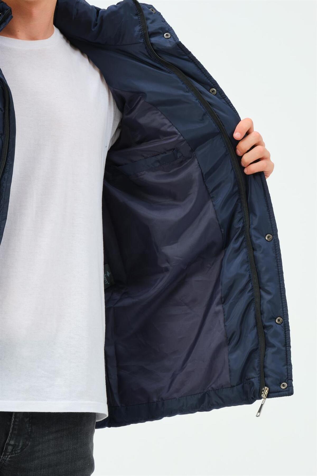 کاپشن مردانه آبی سرمه ای Dewberry | 1040001M8657006 اورجینال - تصویر 5