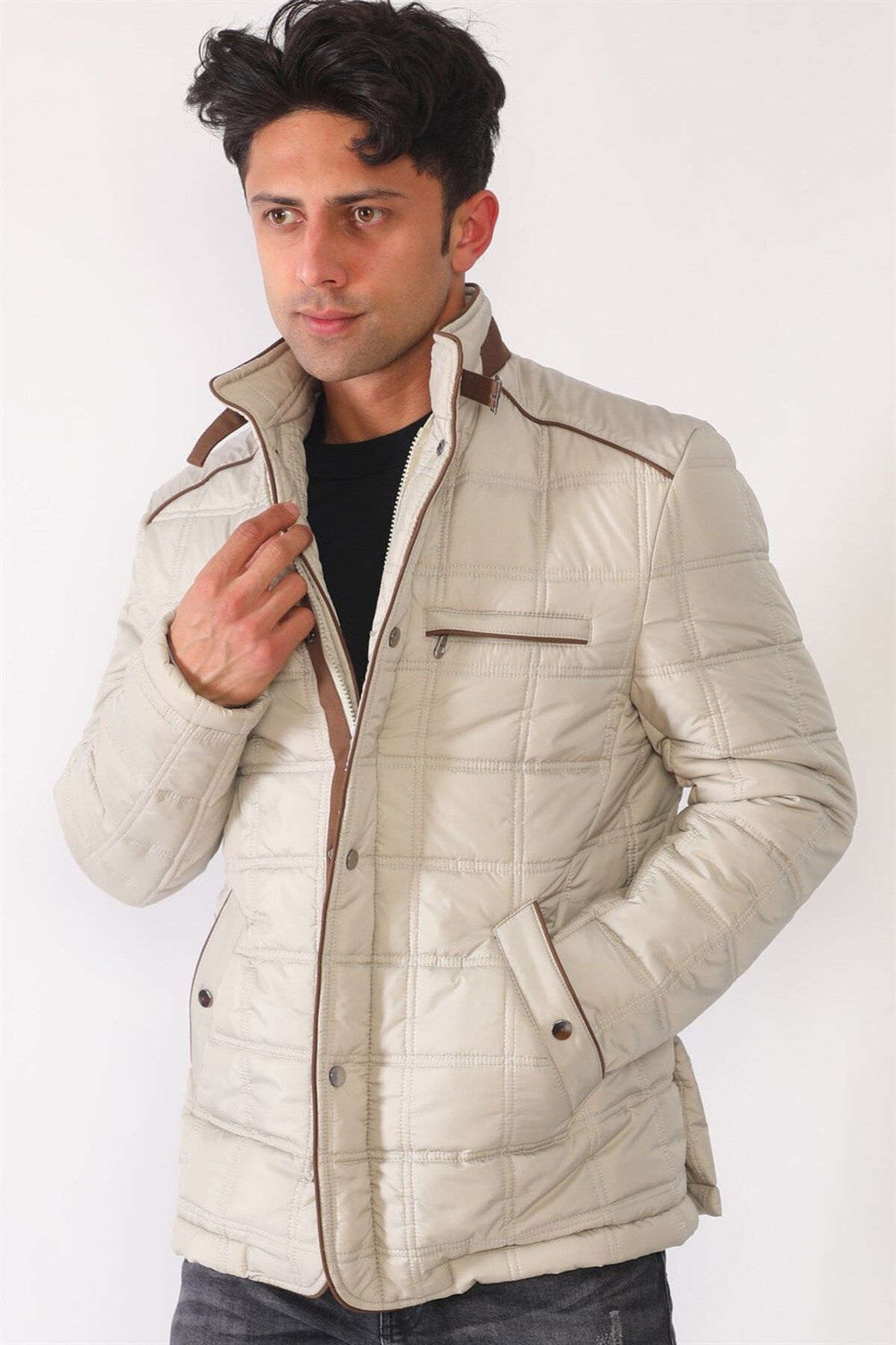Dewberry-M8640 Men's Coat-beige 5