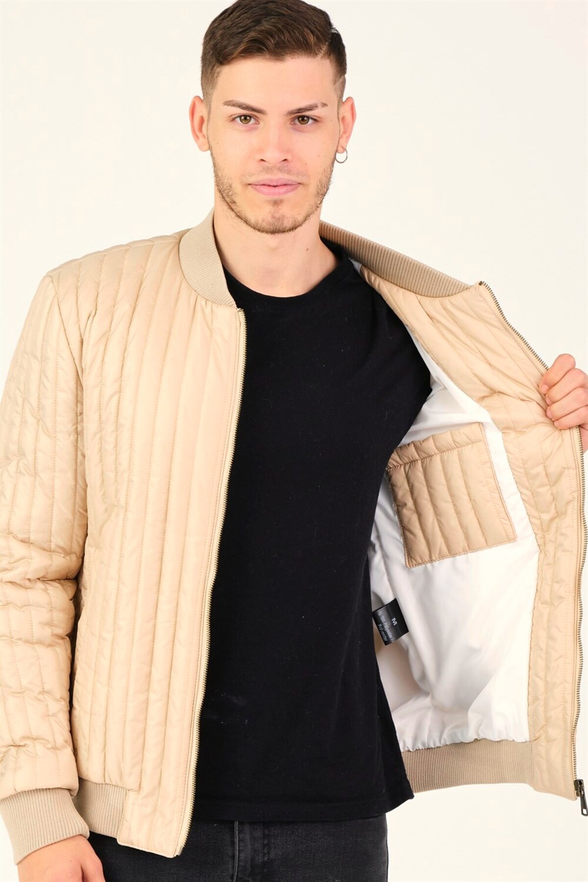 دوبری کاپشن مردانه M8643 - کرم