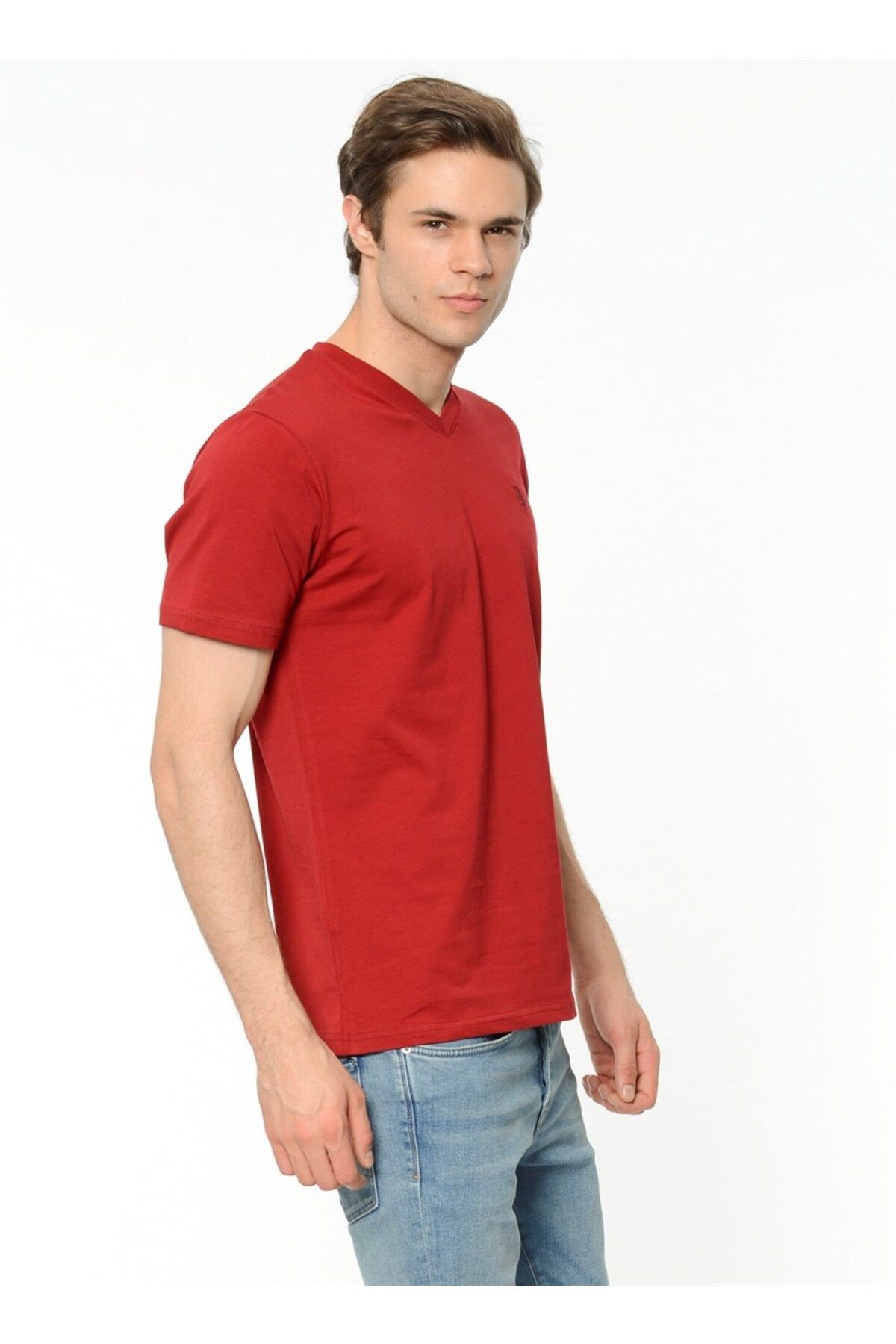 تی شرت قرمز مردانه T8537 شرابی اورجینال Dewberry