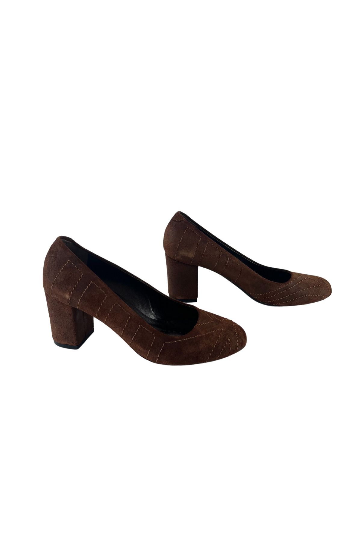 Tan thick outlet heel shoes
