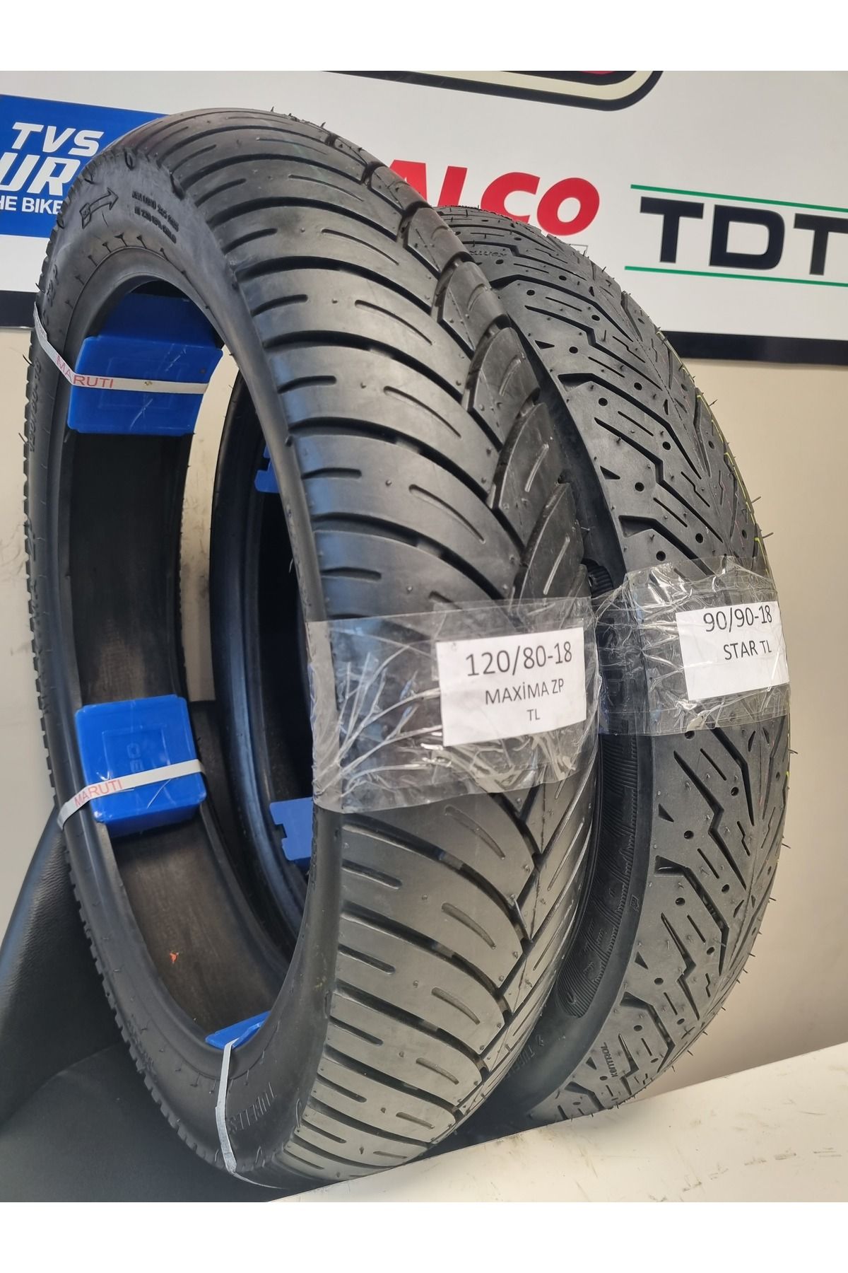 MARUTİ TYRES 90/90-18 VE 120/80-18 MOTOSİKLET LASTİK TAKIMI TL (TUBELESS - DUBLEKS) MAXİMASTAR