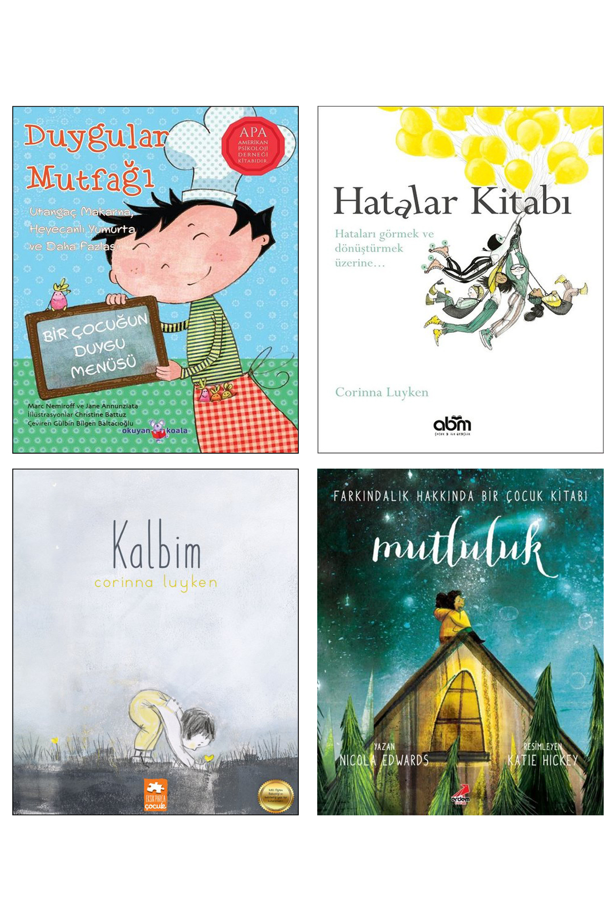 Abm Yayınevi Duygular Mutfağı Apa + Hatalar Kitabı + Kalbim + Mutluluk Farkındalık Hakkında Bir Çocuk Kitabı /4lü