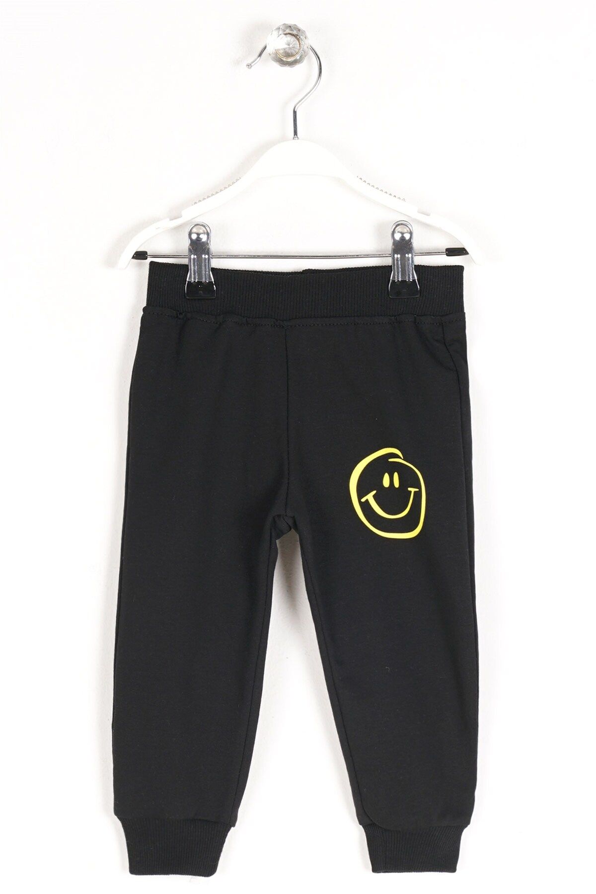 zepkids Boy s Black Colored Smiley Face Printed Sweatpants with