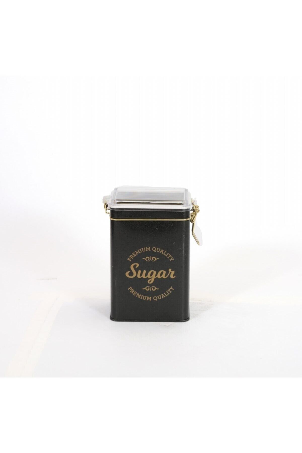 EVLE-Ef043-k7 Sn_sugar Black Patterned Rectangular Metal Storage Container 8x10 Cm 1