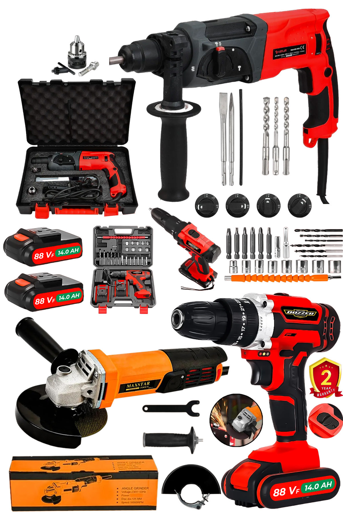 DOZZER 3 Lü Pro Set 2.30 Mm Kırıcı Delici Matkap + 115Mm Avuç
