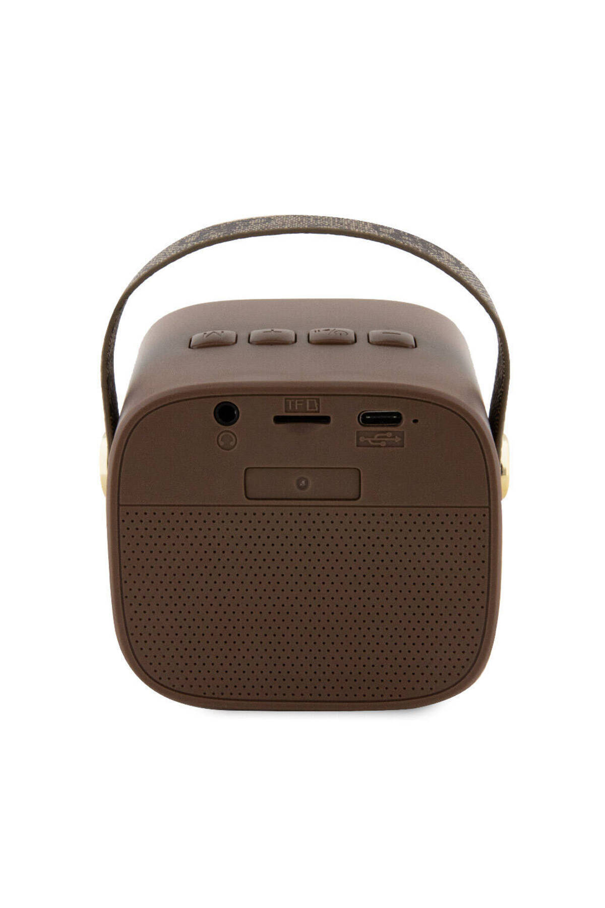 Lisanslı Askılı PU Deri Yazı Logolu 5W Bluetooth Speaker Kahverengi 3
