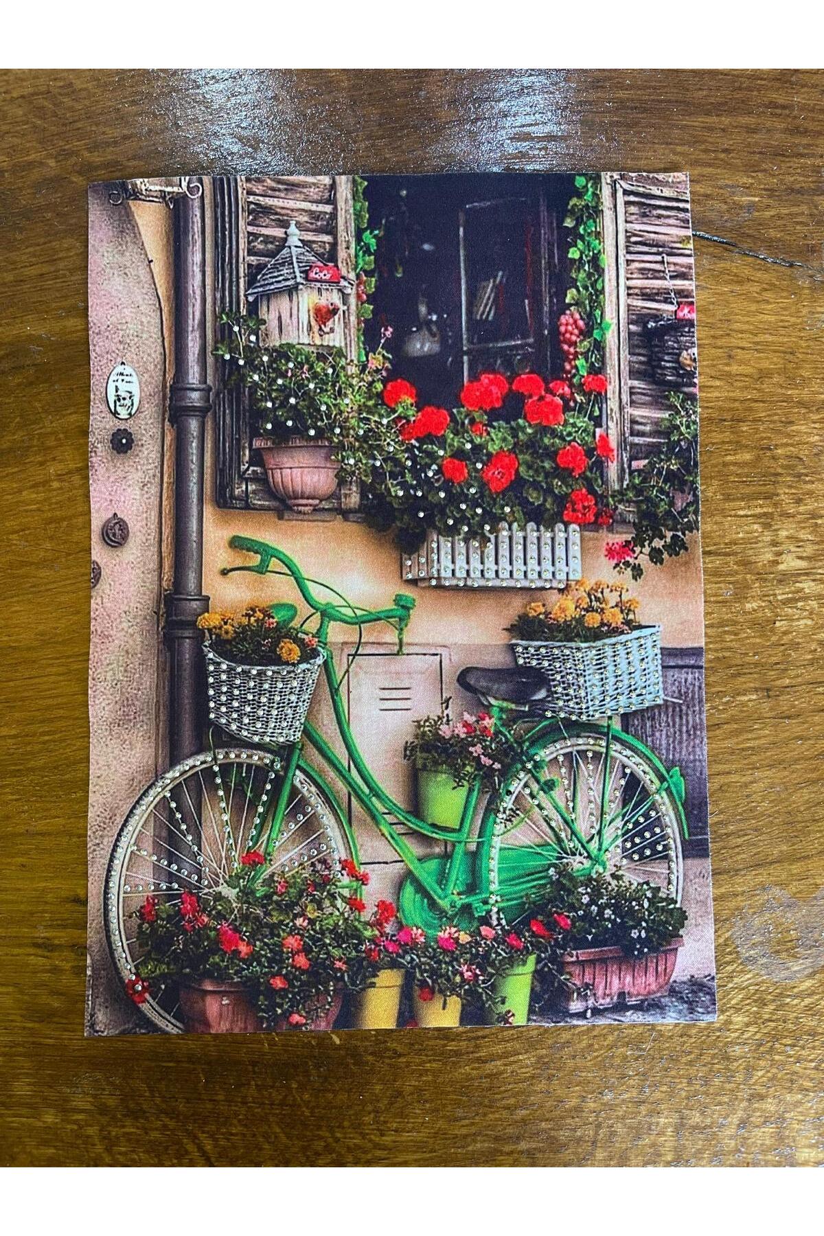 Gönülden Tasarım 28X22 CM TAŞLI İŞLEME BİSİKLETLİ APLİKE ARMA YAMA DİKİŞ HOBİ AKSESUARI