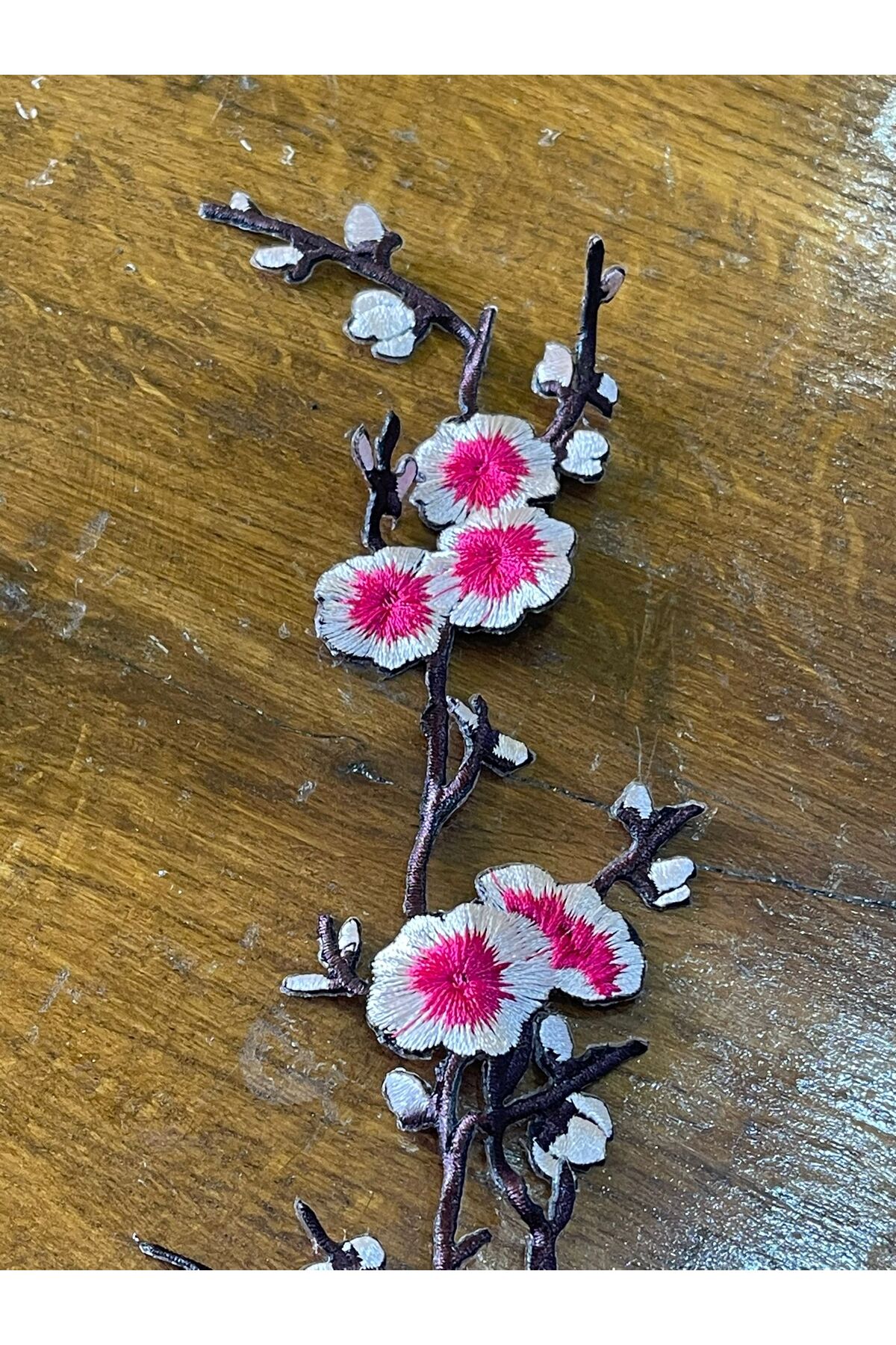 Gönülden Tasarım 35x8 Cm Ütü Ile Yapışan Gül Dalı Çiçek Sarmaşık Nakış Işleme Aplike Arma Dikiş Nakış Fuşya