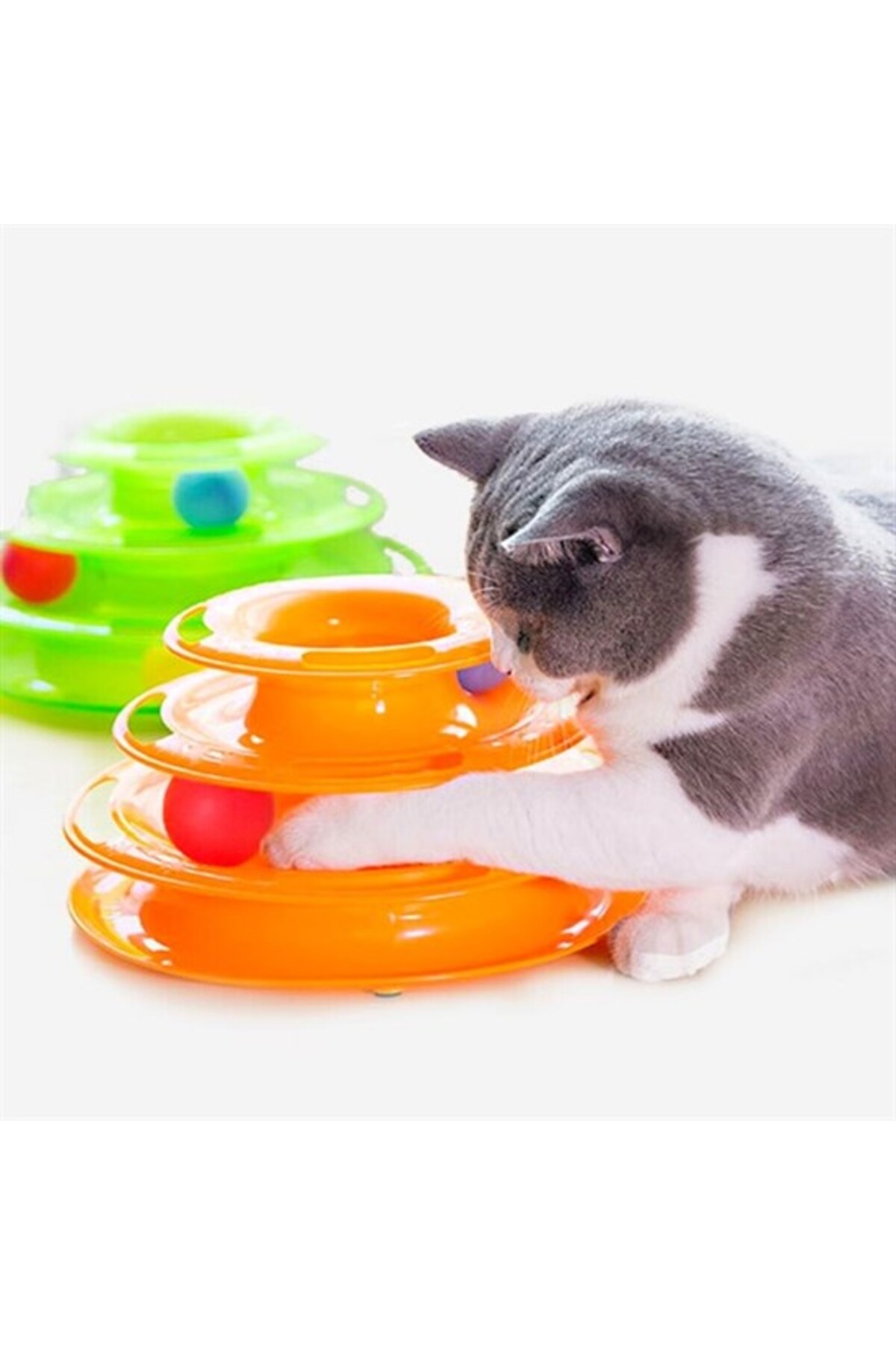 SKY TOPTAN Tower Of Tracks Eğleneli Üç Katlı Kedi Oyuncağı Seti oyuncağı