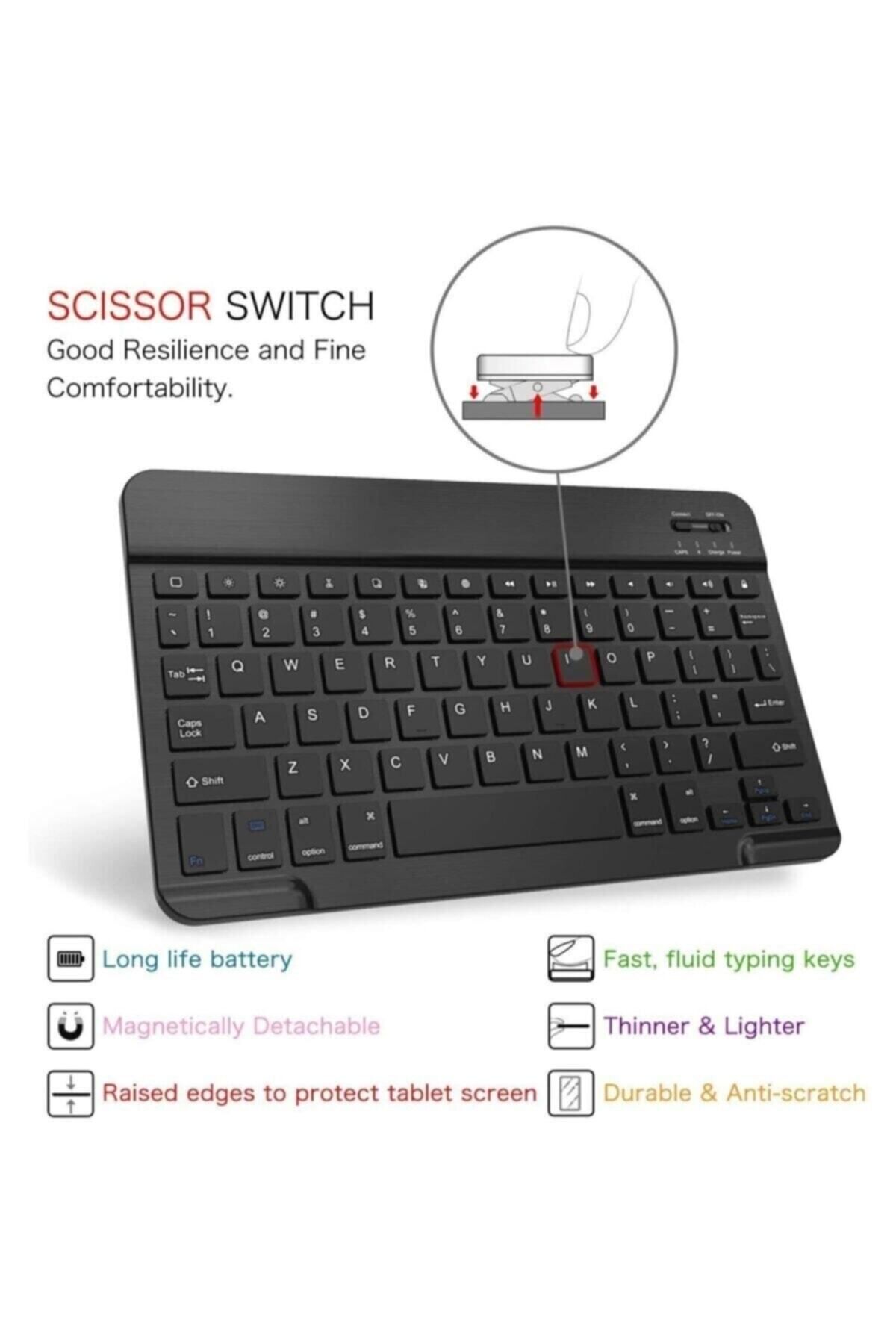 UnDePlus-Apple Ipad 5th Generation 9.7" Case 2017 A1822 A1823 Wireless Turkish Keyboard Case Mobax 6