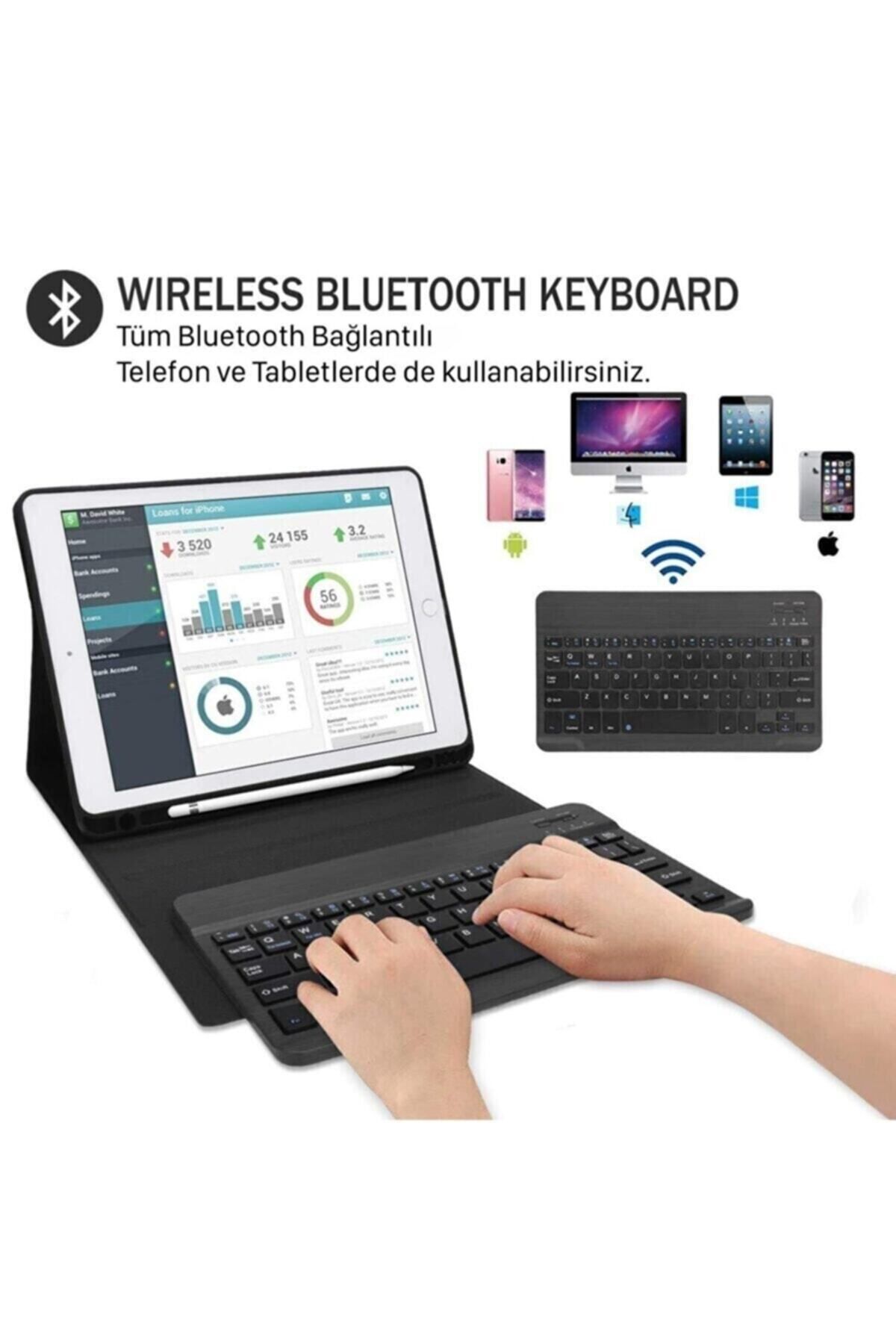 UnDePlus-Apple Ipad 5th Generation 9.7" Case 2017 A1822 A1823 Wireless Turkish Keyboard Case Mobax 4