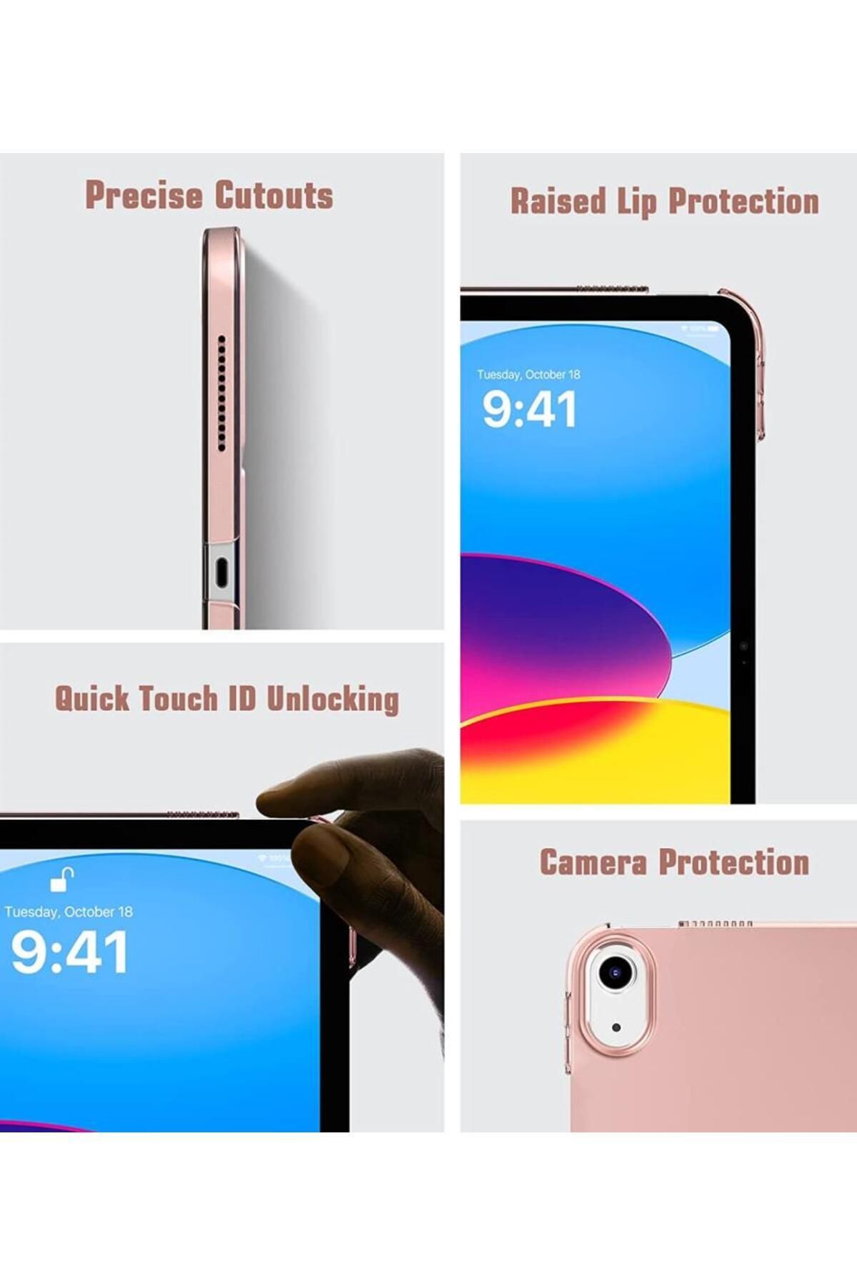 UnDePlus-Apple Ipad Air 1 / 2 Ipad 5th / 6th Generation 9.7 Case Pu Leather Smart Case A1566 A1567 Rose Gold 5