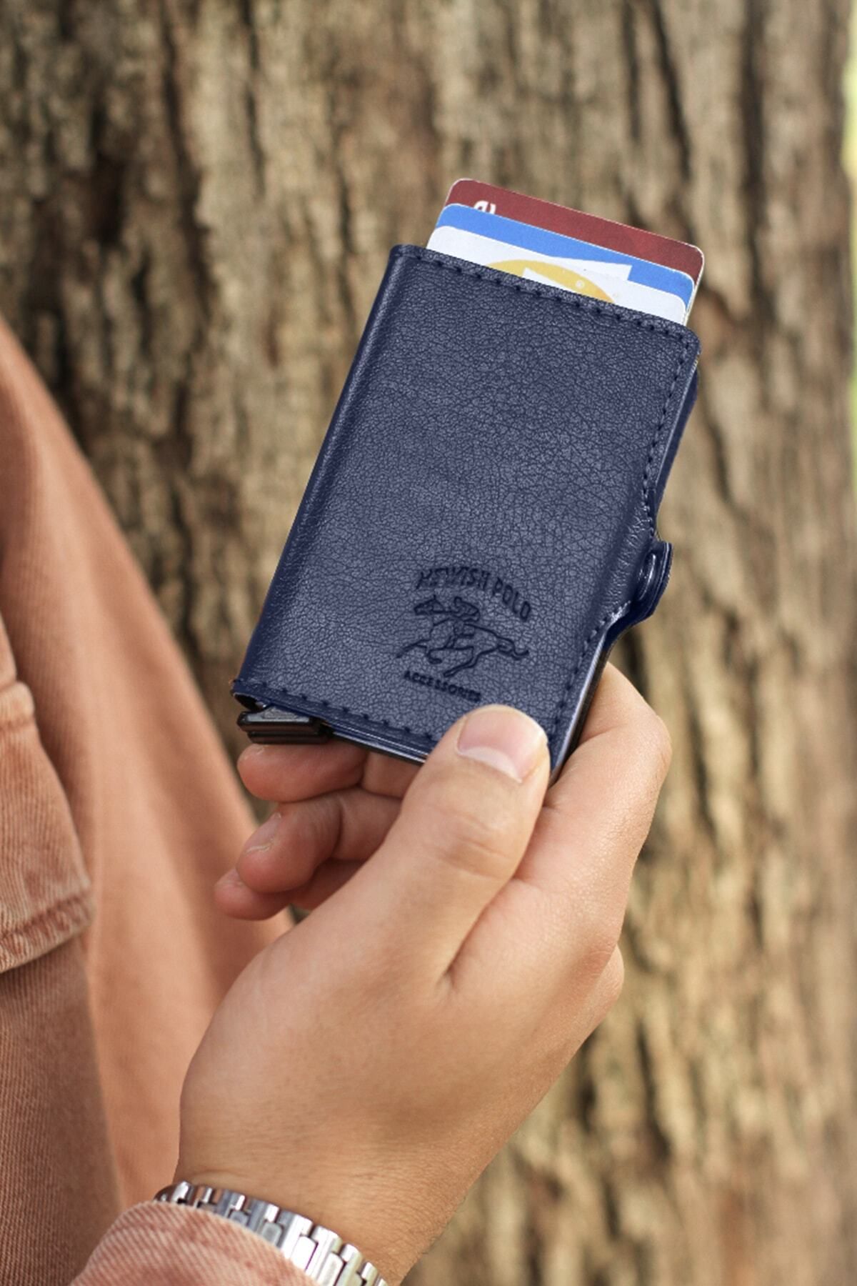 Newish-Card Holder Wallet with RFID Blocking Features and Double Automatic Card Mechanism (6.5X9.5CM) 2