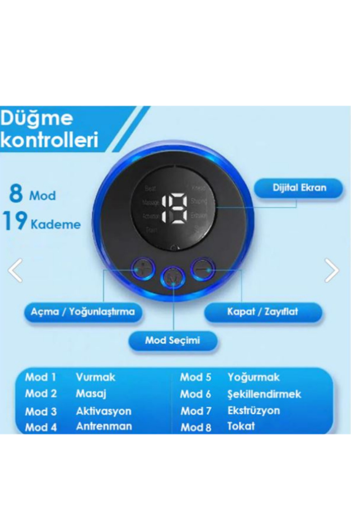 Tens Cihazı Ems Elektrikli Tüm Vücut Şarjlı Taşınabilir 8 Mod 19 Proğramlı 8