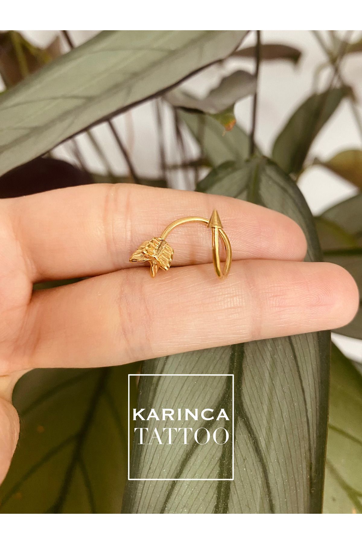 Kar nca Piercing Spiral Curved Arrow Bridge Helix Spike Ring Cartilage Ear Piercing Trendyol
