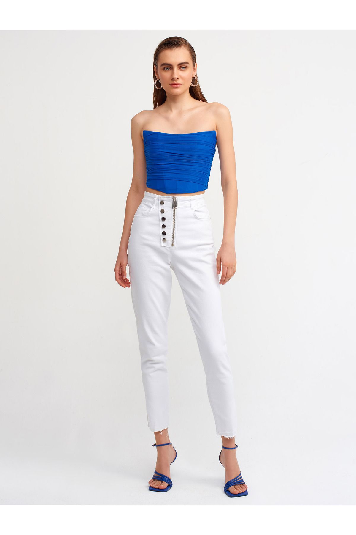 Dilvin-20132 Faltendetaillierte Bustier-Sakkos 3