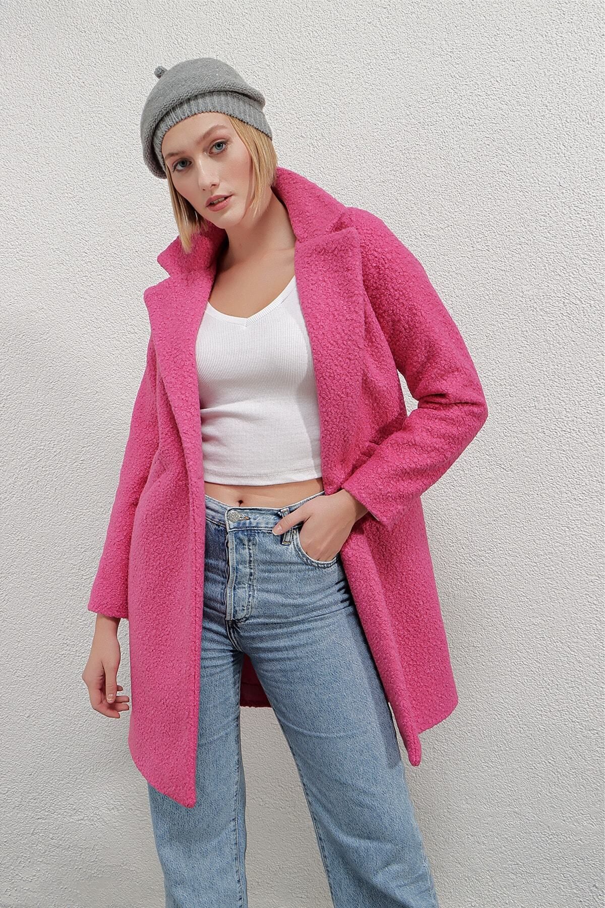 Dark pink teddy coat discount