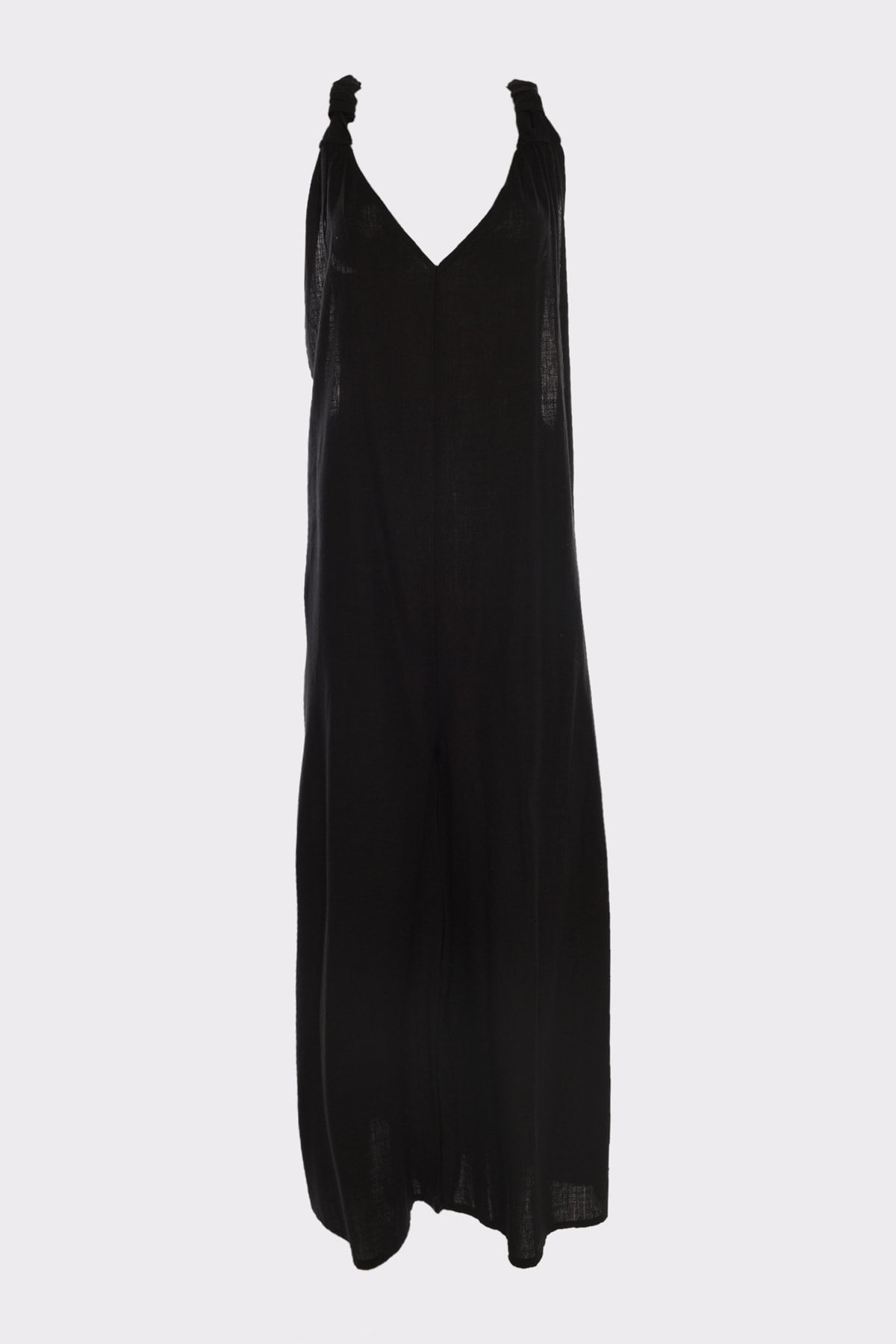 Trendyol Collection-Пляжний одяг Чорний тканий комбінезон без спинки з 100% бавовни TBESS21TU0269 7