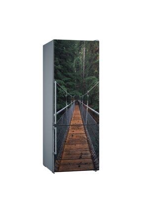 Ormanda Ahşap Köprü Manzaralı Buzdolabı Folyo Sticker Kaplama HD BD 34