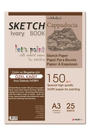 Sketchbook Cappadocia A3 Tutkallı 150 Gr. Ivory 25 Yaprak Eskiz Defteri FLX-821640