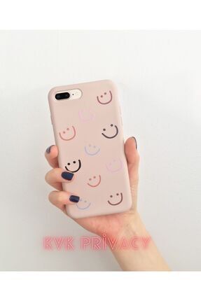 Iphone 8 Plus Kum Pembe Smile Desenli Lansman Kılıfı 8plusmile