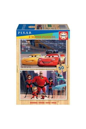 2x50 Parça Cars & The Incredibles Ahşap Puzzle 18598 U338047
