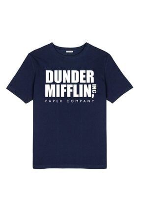 Unisex Lacivert The Office Dunder Mifflin T-Shirt TAKERDM01