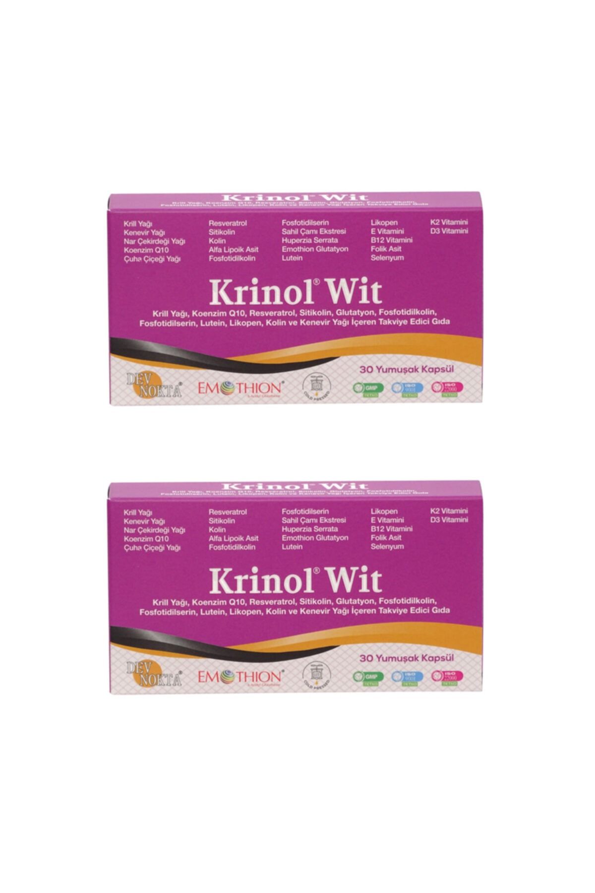 Krinol Wit - Krill Yağı, Koenzim Q10 - 30 Kapsül - 2 Kutu