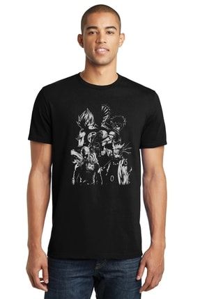 Anime One Punch Man Baskılı Siyah Erkek Örme Tshirt T-shirt Tişört T Shirt SFK0636ERKTS