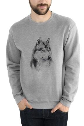 qivi wolf kurt sibirya kopek karakalem cizim baskili beyaz erkek orme kapsonlu sweatshirt uzun kol fiyati yorumlari trendyol