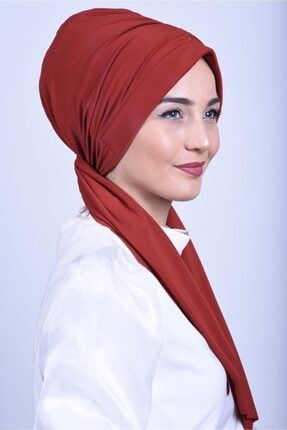 Kadın Dubai Bone Şal, Günlük Düz Kiremit Renk Baş Örtüsü Tesettür Giyim GULTOPU-BÜZGÜLÜBONE001