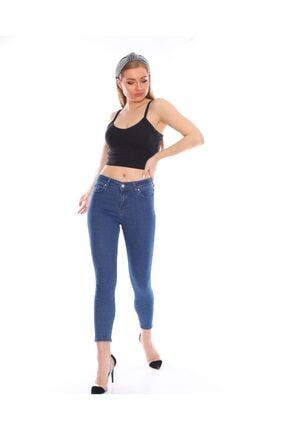 Kadın Mavi Canlı Renk Rahat Kalıp Jeans 1002-02