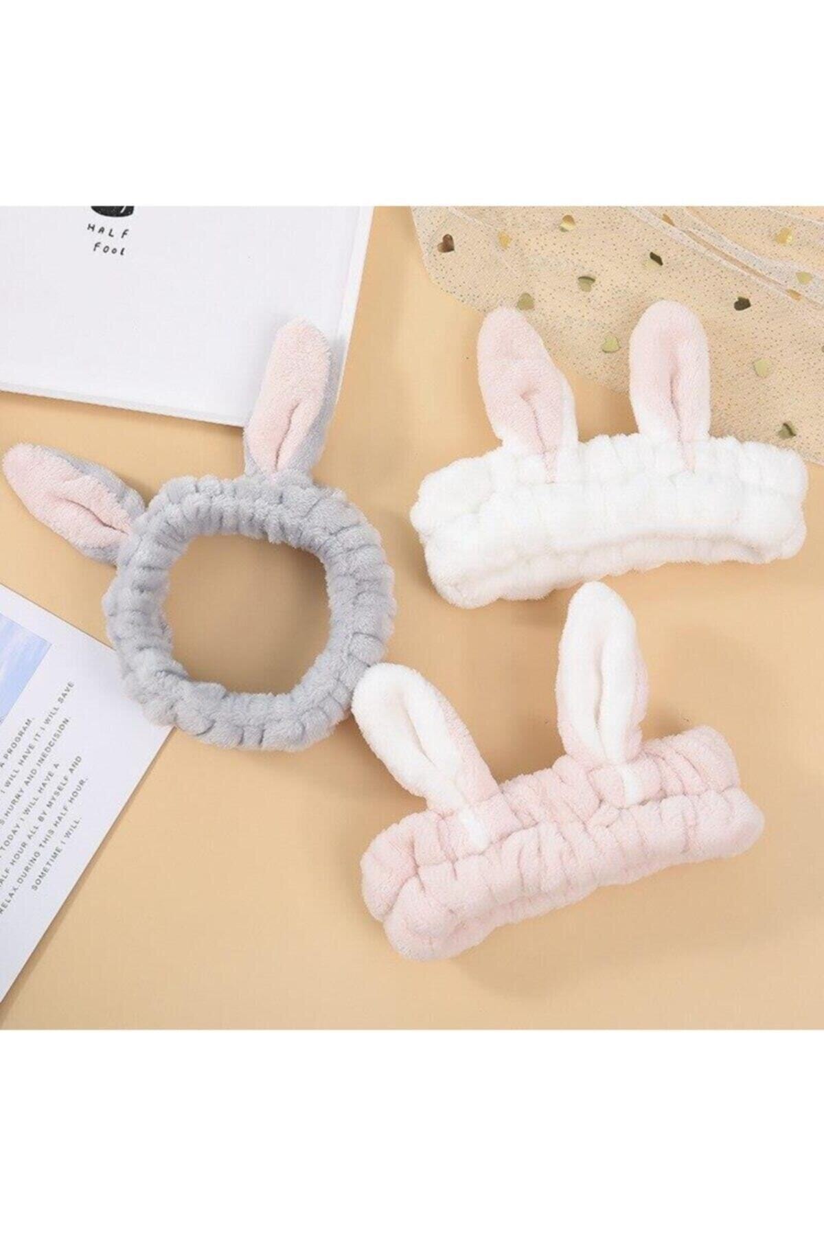 Açık Pembe Tavşan Kulaklı Peluş Saç Bandı 4