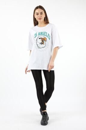Kadın Beyaz Los Angeles Baskılı T-shirt TUGİ10123018