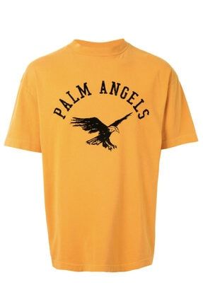 Unisex Sarı Eagle Print Oversize T-shirt paeagleyellow