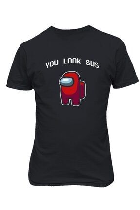 Unisex Siyah Among Us You Look Sus T-shirt tp-among06