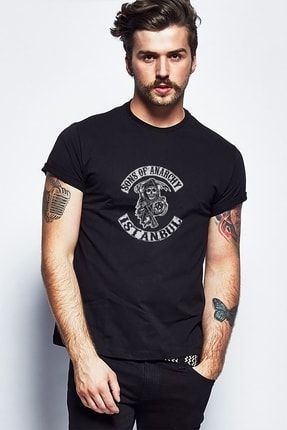 Sons Of Anarchy Istanbul Baskılı Siyah Erkek Örme Tshirt T-shirt Tişört T Shirt SFK2144ERKTS