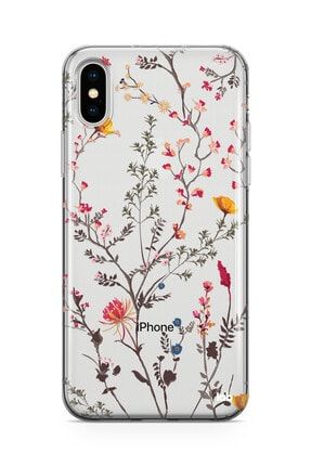 Apple Iphone Xs Max Şeffaf Telefon Kılıfı - Floral Branches F07NA186