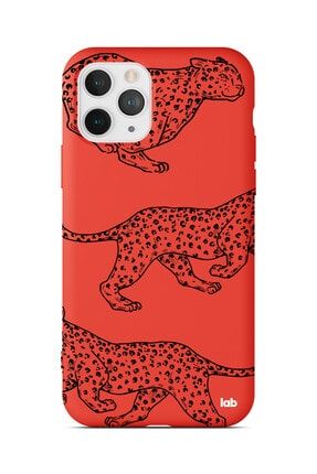 Apple Iphone 11 Pro Kırmızı Silikon Telefon Kılıfı - Walking Cheetah N09NN135