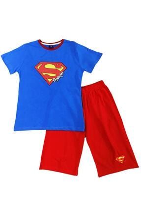 Superman Erkek Çocuk Lisanslı Mavi Kırmızı Tişört & Şortlu Alt Üst Takım otarzsenin_281