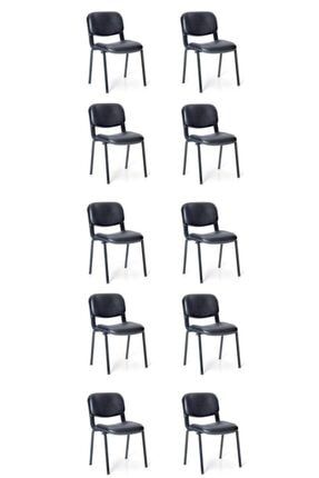 10 Adet Siyah Suni Deri Form Sandalye OS865686