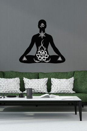 - Sim123- Siyah Yoga Lotus Meditasyon Duvar Sticker Seti Siyah SM0001SYHMDTSYN01