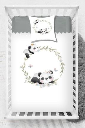 Osso Sevimli Panda Ayıcıklar Desenli Beşik Bebek Yatak Örtüsü Ossoyatcoes2021c24
