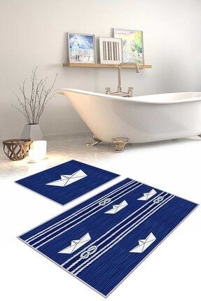 Dekoratif Modern Tasarım Kaydırmaz Taban Ikili Takım Banyo Paspası & Klozet Takımı-2 Li 2LİPBNY159