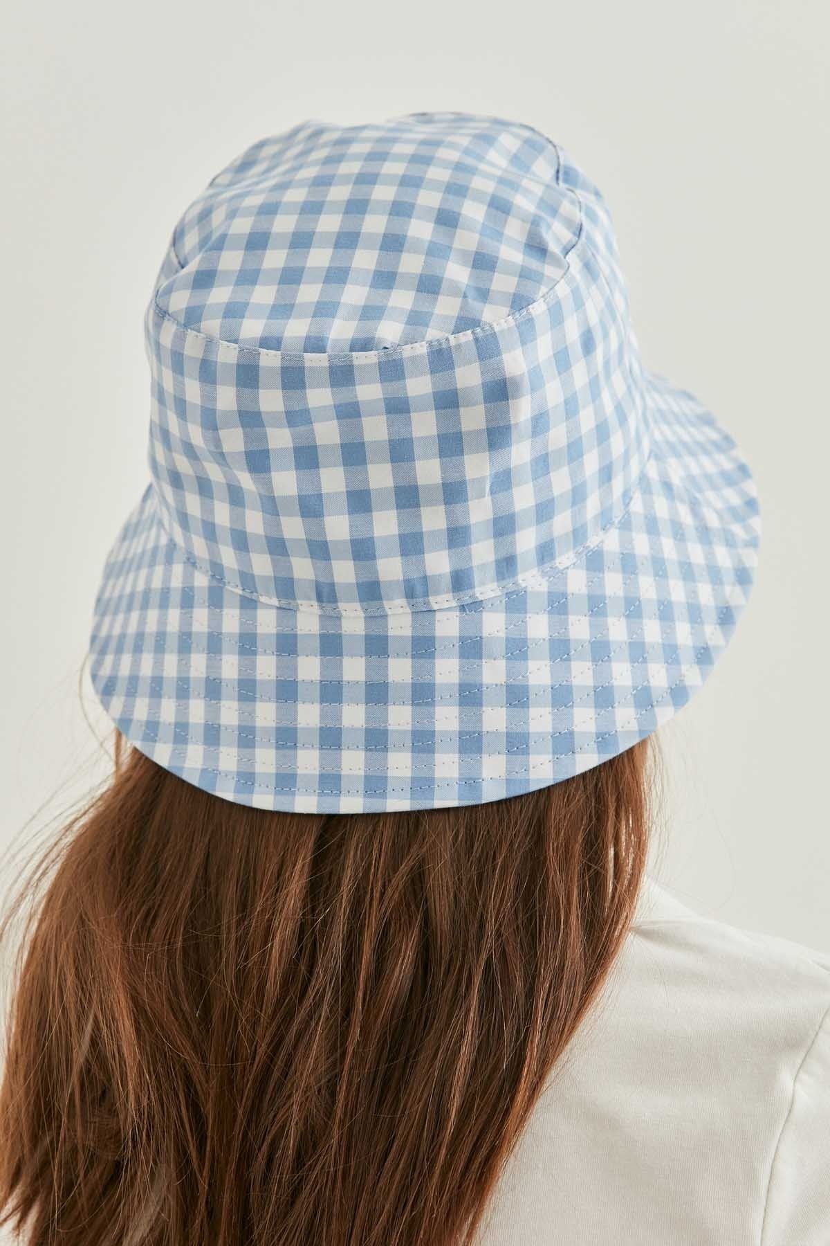 Vitrin-Gingham Patterned Hat 3