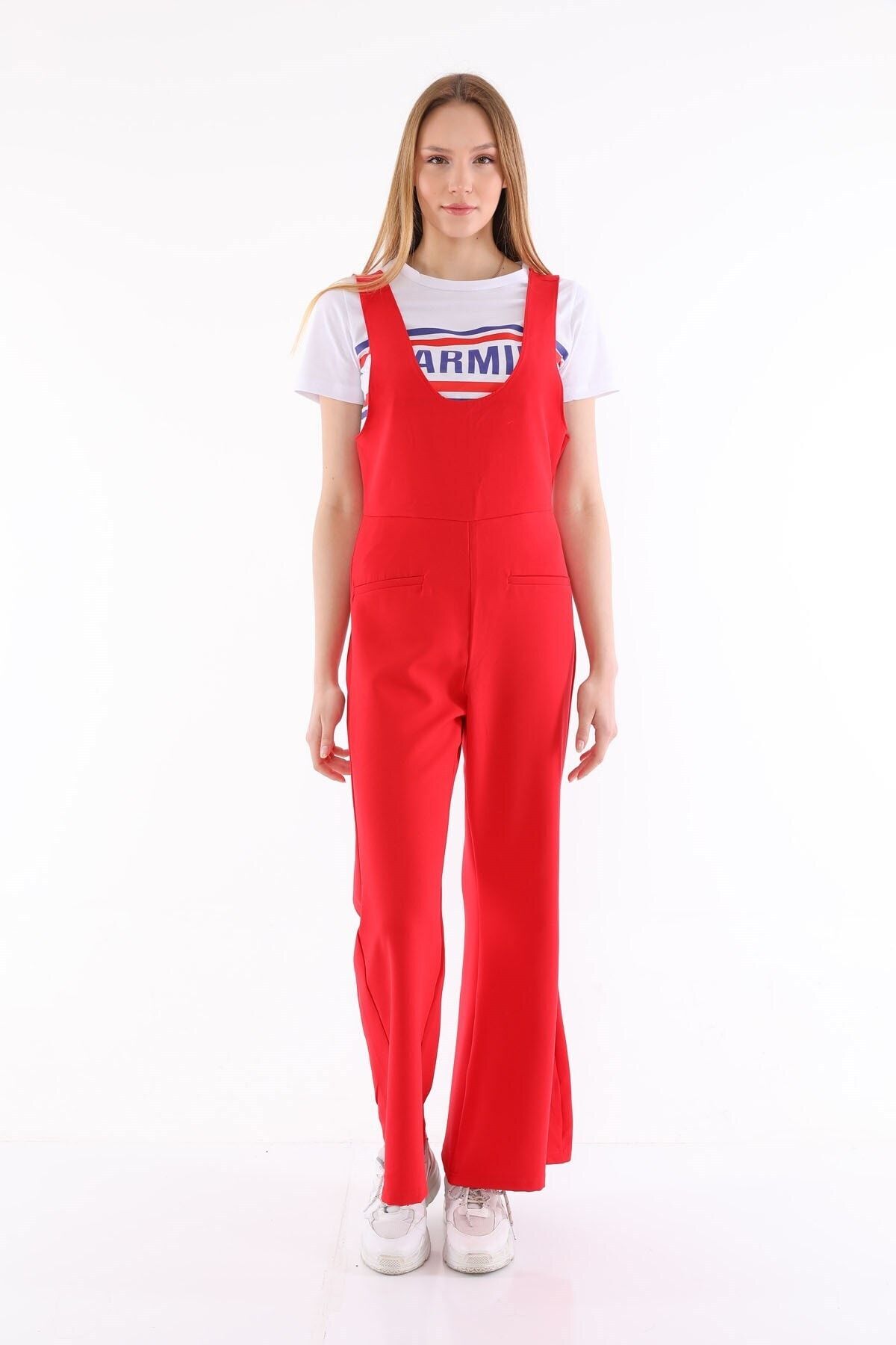 Red overall jumpsuit outlet
